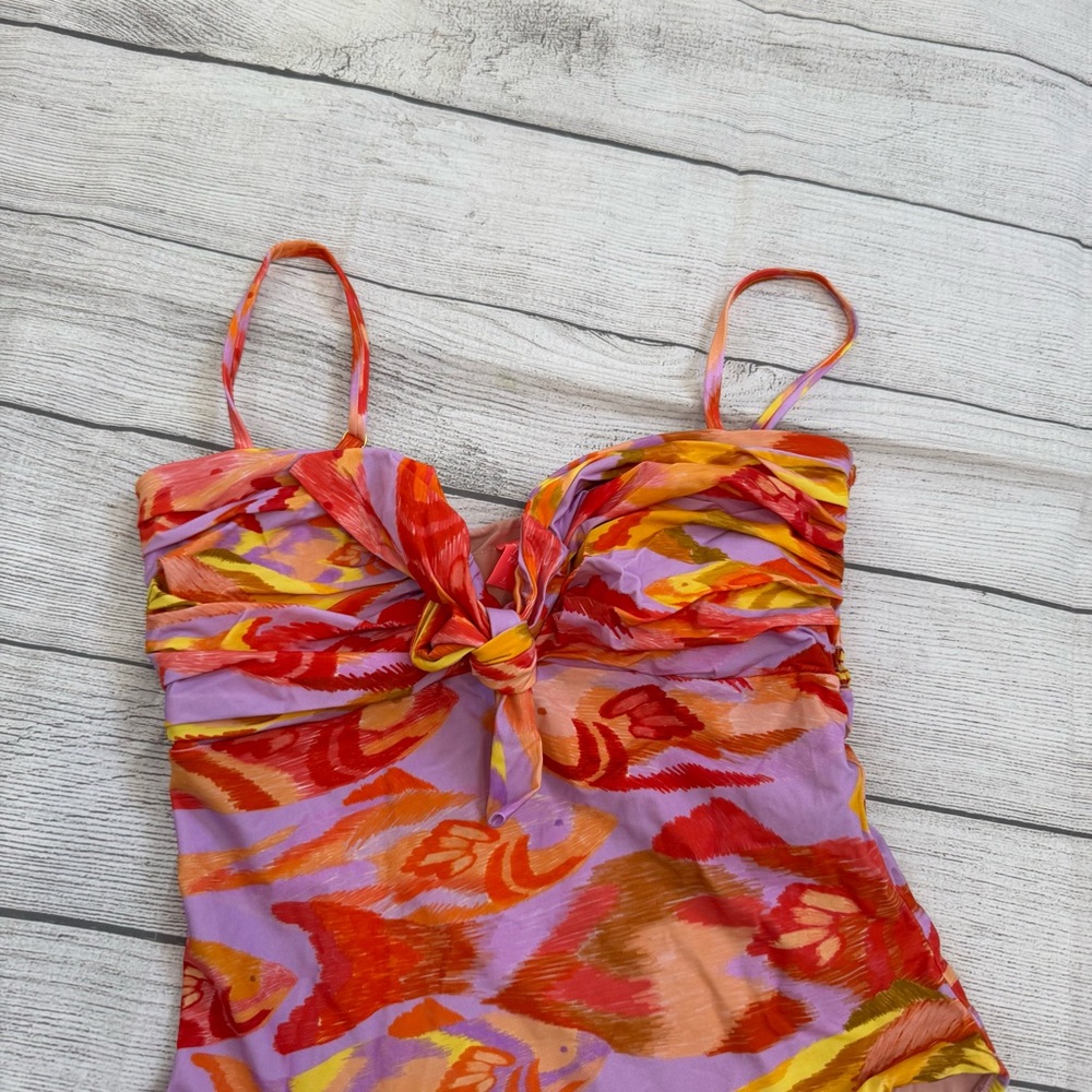 SEXY FARM Rio Orange & Pink Tie-Front One-Piece Swimsuit - Picture 5 of 9